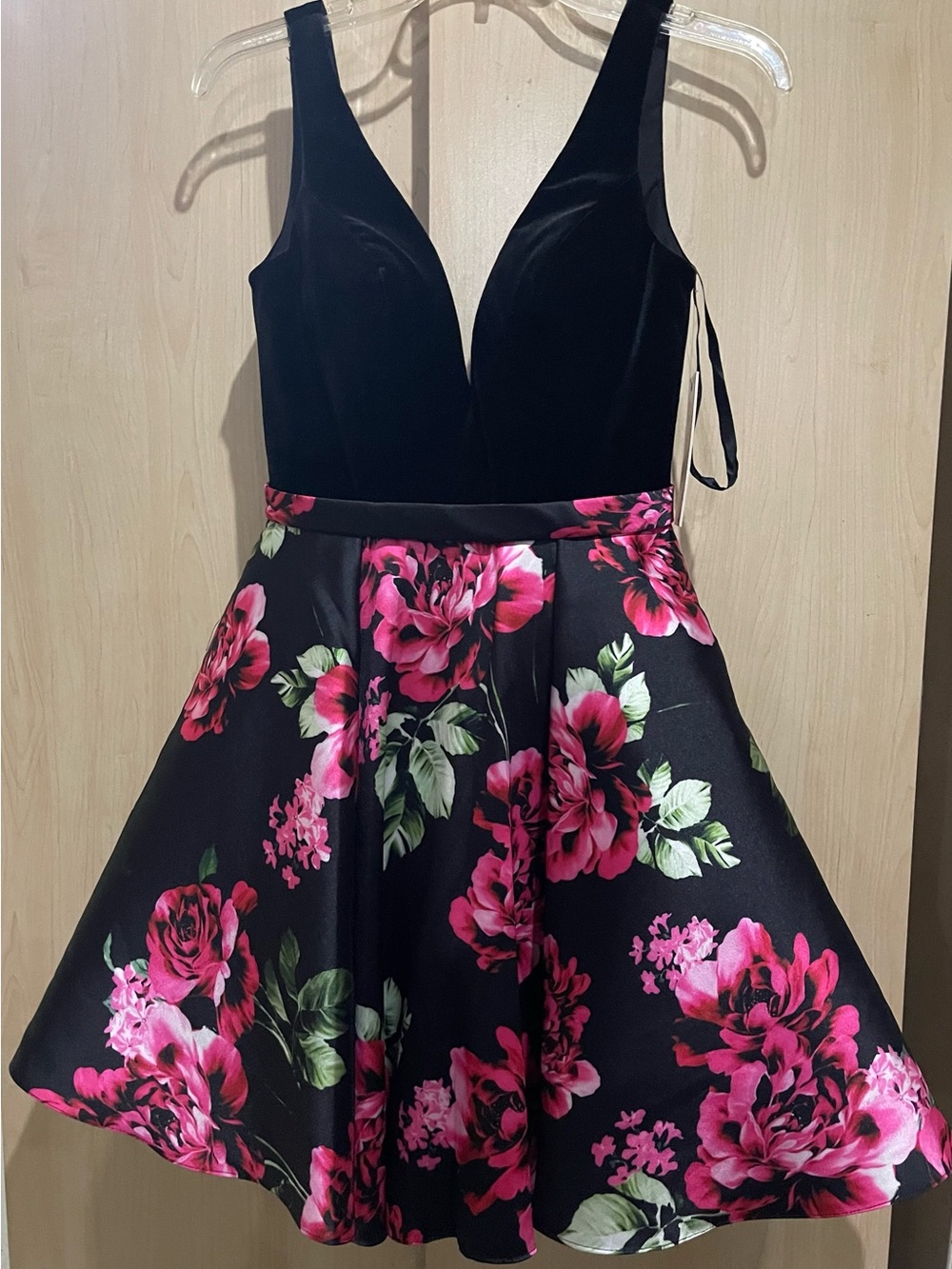 Jovani Black Dress with Pink Floral Skirt